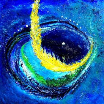 Картина под названием "le-lagon-bleu" - Mysane, Подлинное произведение искусства, Масло