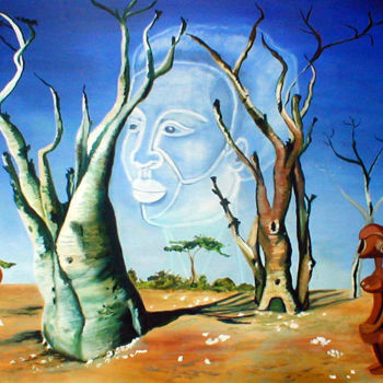 Painting titled "afrique-diaphane" by Mysane, Original Artwork, Oil