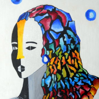Peinture intitulée "la chevelure puzzle" par Mysane, Œuvre d'art originale, Huile