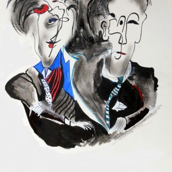Drawing titled "deux-amis" by Mysane, Original Artwork, Marker
