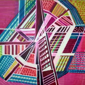 Drawing titled "barocco-abstracto" by Mysane, Original Artwork, Marker