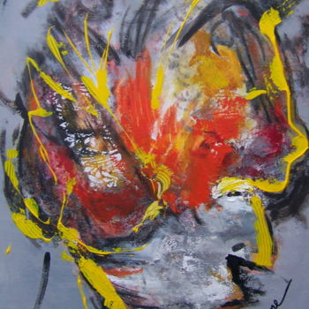 Peinture intitulée "la-tete-en-feu.jpg" par Mysane, Œuvre d'art originale, Autre