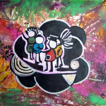 Malerei mit dem Titel "salut les copains" von Mysane, Original-Kunstwerk, Acryl