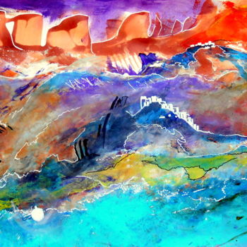 Painting titled "montañas y mar" by Mysane, Original Artwork, Other