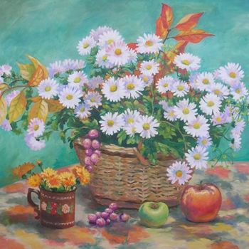 Pintura intitulada "last flowers.Novemb…" por Irina Musienko, Obras de arte originais, Óleo