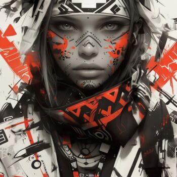 Arte digitale intitolato "Cyber Tribe" da Mysti Kali, Opera d'arte originale, Immagine generata dall'IA