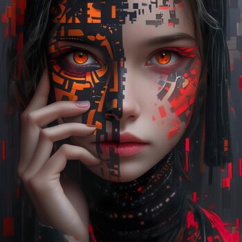Digitale Kunst getiteld "Double Face" door Mysti Kali, Origineel Kunstwerk, AI gegenereerde afbeelding