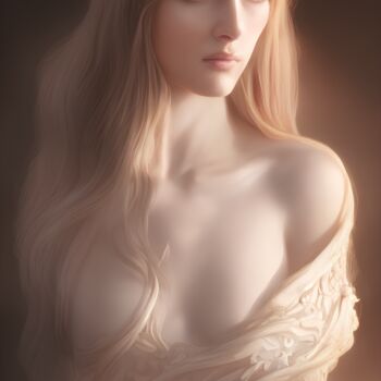 Grafika cyfrowa / sztuka generowana cyfrowo zatytułowany „Elegant Woman Portr…” autorstwa Mystic Muse, Oryginalna praca, Obr…