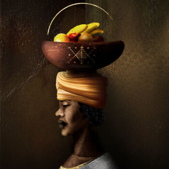 Digital Arts titled "AYIZAN" by Mystifrican, Original Artwork, 2D Digital Work Mounted on Wood Stretcher frame