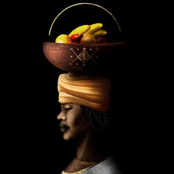 Digital Arts titled "AYIZAN ( noir )" by Mystifrican, Original Artwork, Digital Painting Mounted on Wood Stretcher frame
