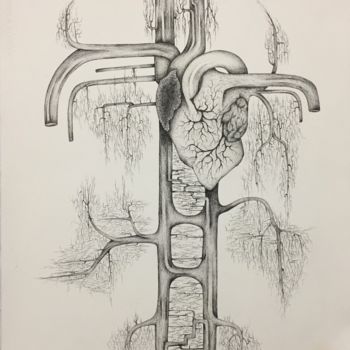 Zeichnungen mit dem Titel "heart enhancement" von Melissa Stolk, Original-Kunstwerk, Tinte