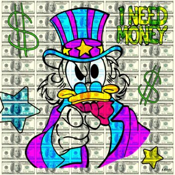 Pintura intitulada "I NEED MONEY !" por N Nathan, Obras de arte originais, Pintura digital