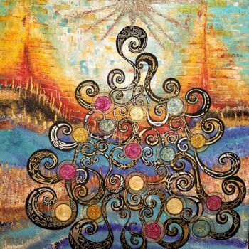 Painting titled "The star tree" by Nacéra Oussad, Original Artwork, Acrylic