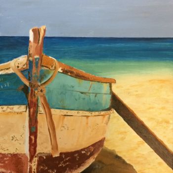 Malerei mit dem Titel "La barque" von Nicole Vila, Original-Kunstwerk, Öl