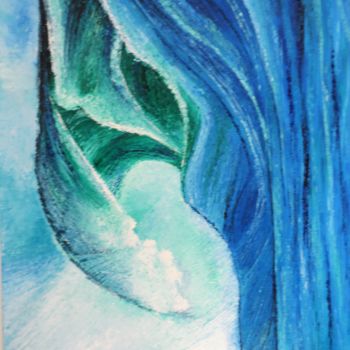 Peinture intitulée "force en bleu" par Nadine Warnet-Ponsart, Œuvre d'art originale, Huile