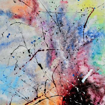 Pintura titulada "explosion de joie" por Nadine Warnet-Ponsart, Obra de arte original, Oleo