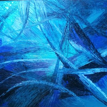 Ζωγραφική με τίτλο "bleu" από Nadine Warnet-Ponsart, Αυθεντικά έργα τέχνης, Λάδι