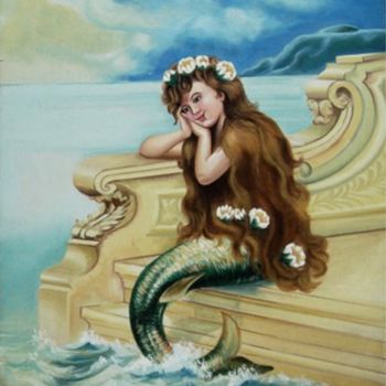 Peinture intitulée "Mermaid" par Naagaraj, Œuvre d'art originale