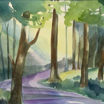 "Paysage" başlıklı Tablo Naalya tarafından, Orijinal sanat, Suluboya Karton üzerine monte edilmiş