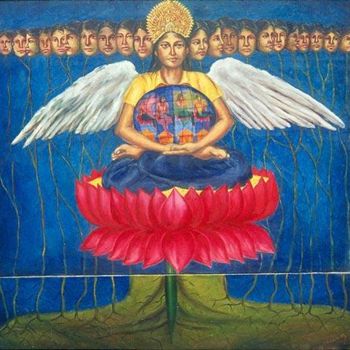 Painting titled "Desire of Peace" by Nabanita Saha, Original Artwork