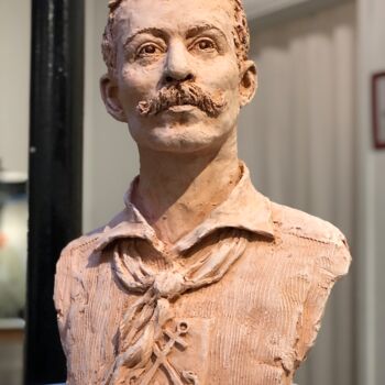 Sculpture titled "Pierre Loti" by Nacera Kaïnou, Original Artwork, Terra cotta