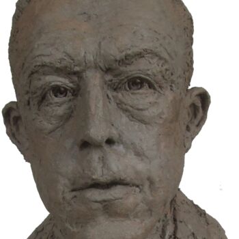 Sculpture titled "Albert CAMUS" by Nacera Kaïnou, Original Artwork, Terra cotta