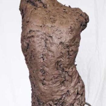 Skulptur mit dem Titel "La naissance d'Adam" von Nacera Kaïnou, Original-Kunstwerk, Terra cotta