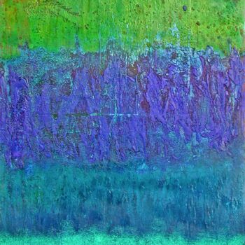Peinture intitulée "Bleu vert" par Nacera Kaïnou, Œuvre d'art originale