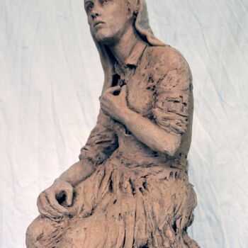 Escultura intitulada "L'ange blanc" por Nacera Kaïnou, Obras de arte originais, Terracota