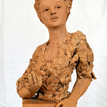 Skulptur mit dem Titel "Olympe de Gouges" von Nacera Kaïnou, Original-Kunstwerk, Terra cotta
