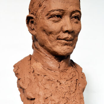 Skulptur mit dem Titel "Song QingLing" von Nacera Kaïnou, Original-Kunstwerk, Terra cotta