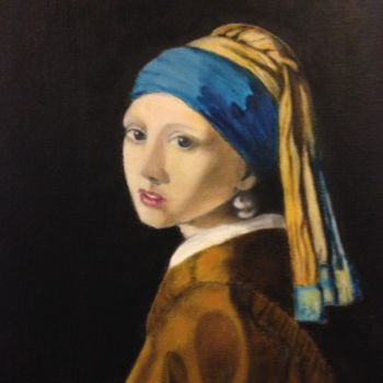 「La jeune fille à la…」というタイトルの絵画 Nacéra Boussourによって, オリジナルのアートワーク, オイル