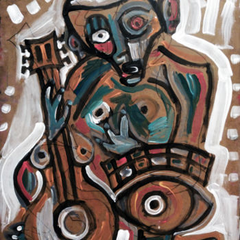 Painting titled "El Guitarrista" by Nacho Martínez, Original Artwork