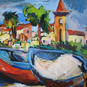 Pintura intitulada "La barque du Cros d…" por Nadine Nacinovic, Obras de arte originais, Acrílico