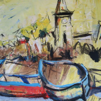 Картина под названием "L'église Saint Pier…" - Nadine Nacinovic, Подлинное произведение искусства, Акрил