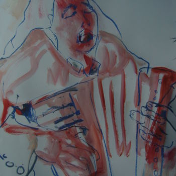 「La chanteuse」というタイトルの絵画 Nadine Nacinovicによって, オリジナルのアートワーク, アクリル