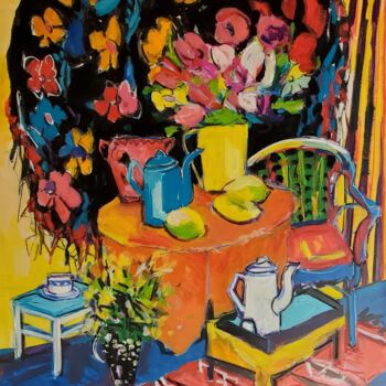 Malarstwo zatytułowany „Hommage à Matisse” autorstwa Nadine Nacinovic, Oryginalna praca, Akryl Zamontowany na Drewniana rama…