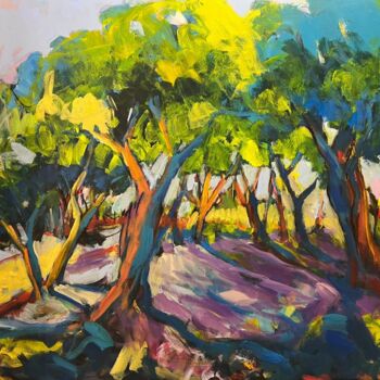 제목이 "Sous les oliviers"인 미술작품 Nadine Nacinovic로, 원작, 아크릴 나무 들것 프레임에 장착됨