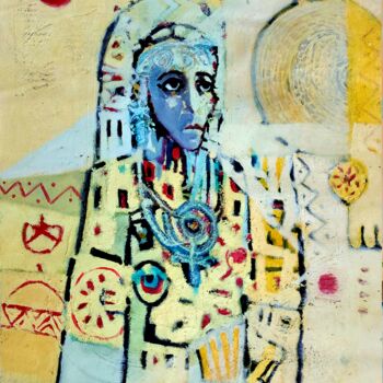 Peinture intitulée "La femme berbère" par Nacir Imache, Œuvre d'art originale, Huile