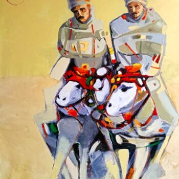Peinture intitulée "Les chevaliers" par Nacir Imache, Œuvre d'art originale, Acrylique