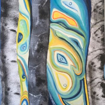 Картина под названием "La mer" - Natar, Подлинное произведение искусства, Акрил Установлен на Деревянная рама для носилок