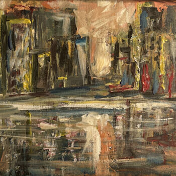 Pittura intitolato "Le reflet de la vil…" da Nada Laktaoui, Opera d'arte originale, Acrilico
