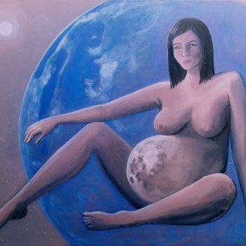 Pintura intitulada "Lune" por Nada, Obras de arte originais, Acrílico