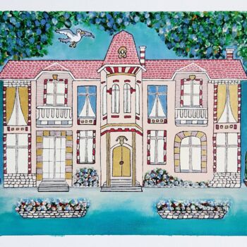 Painting titled "Maison Louis David…" by Nadège Dubreuil, Original Artwork, Acrylic