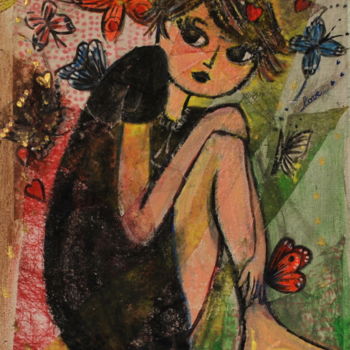 Pintura intitulada "Le papillon Nana" por Nadège Gardian, Obras de arte originais, Acrílico