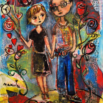 "Les amoureux Amélie…" başlıklı Tablo Nadège Gardian tarafından, Orijinal sanat, Akrilik