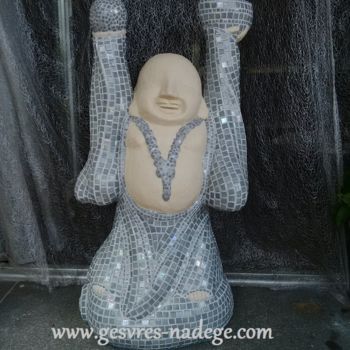 雕塑 标题为“Bouddha rieur en mo…” 由Nadege Gesvres, 原创艺术品, 镶嵌