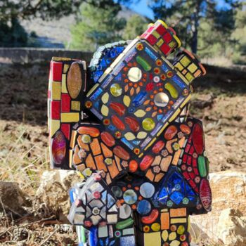 Sculpture intitulée "Petit robot rigolo…" par Nadege Gesvres, Œuvre d'art originale, Mosaïque