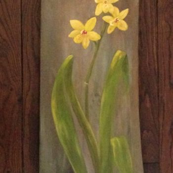 Pintura intitulada "orchidee-jaune.jpg" por Nadège Quentin, Obras de arte originais
