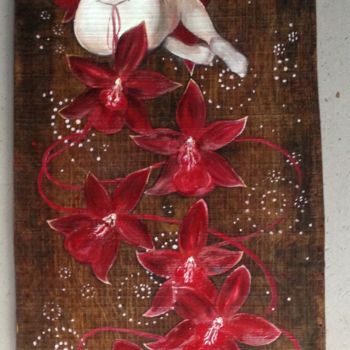 Painting titled "orchidees-rouges-et…" by Nadège Quentin, Original Artwork